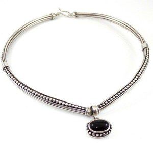Ron Rizzo Sterling Onyx Pendant Choker